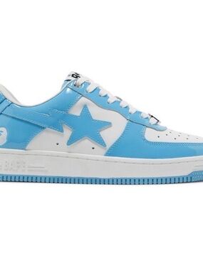 Bape Blue and White Bapesta Low Sneakers